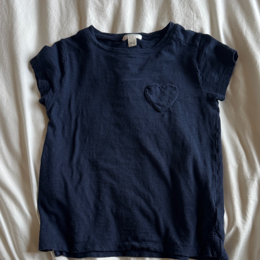 Jcrew Kids Navy Blue Kids T-Shirt with Heart Detail (6-7)